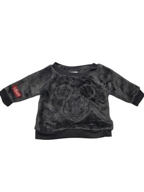 Disney Baby Mickey Mouse Fuzzy Fleece Pullover Sweatshirt Dark Gray Newborn Size